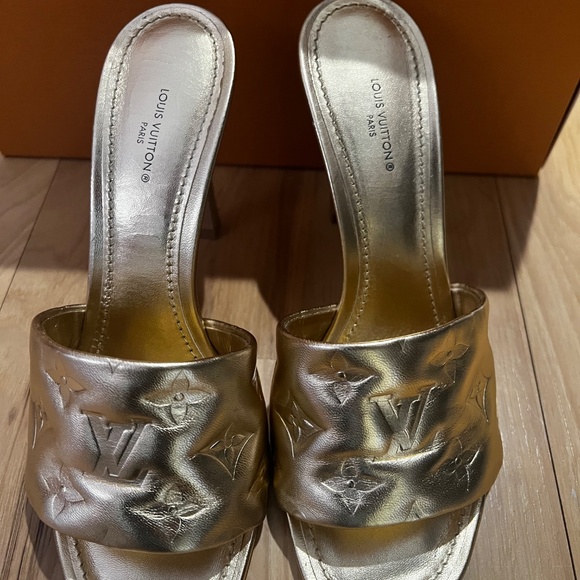 Monogram Pattern Leather Slides Women's Size: 9 | IT 39 - Picture 6 of 6